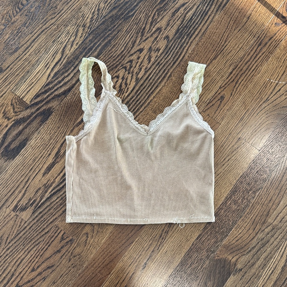 American Eagle Outfitters Beige Ribbed Tank